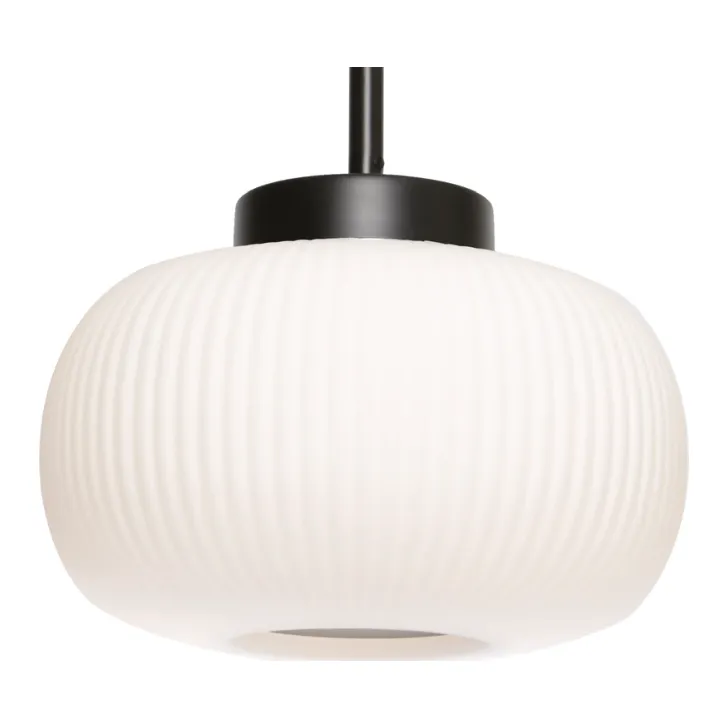 Cougar Lighting Hutton Ribbed Glass Pendant in Black