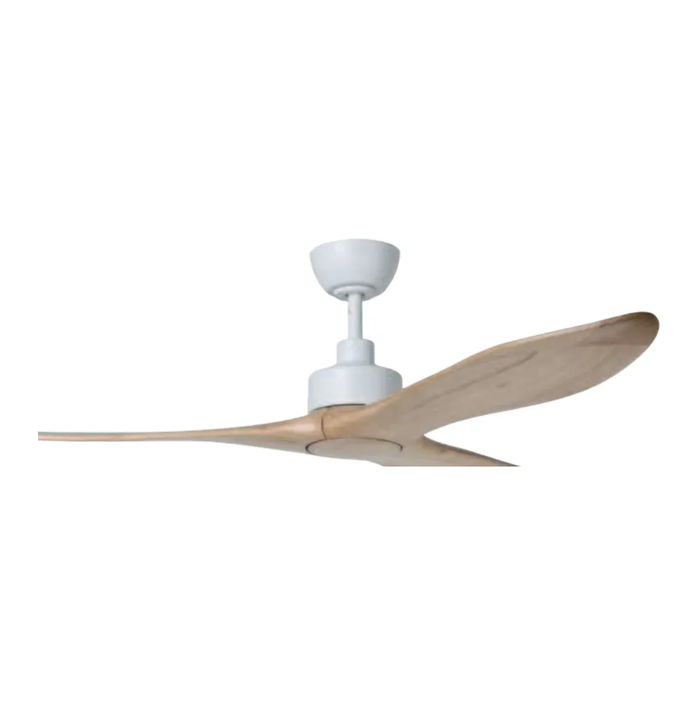 Eglo Currumbin DC Ceiling Fan with Timber Blades in 60", White/Natural timber