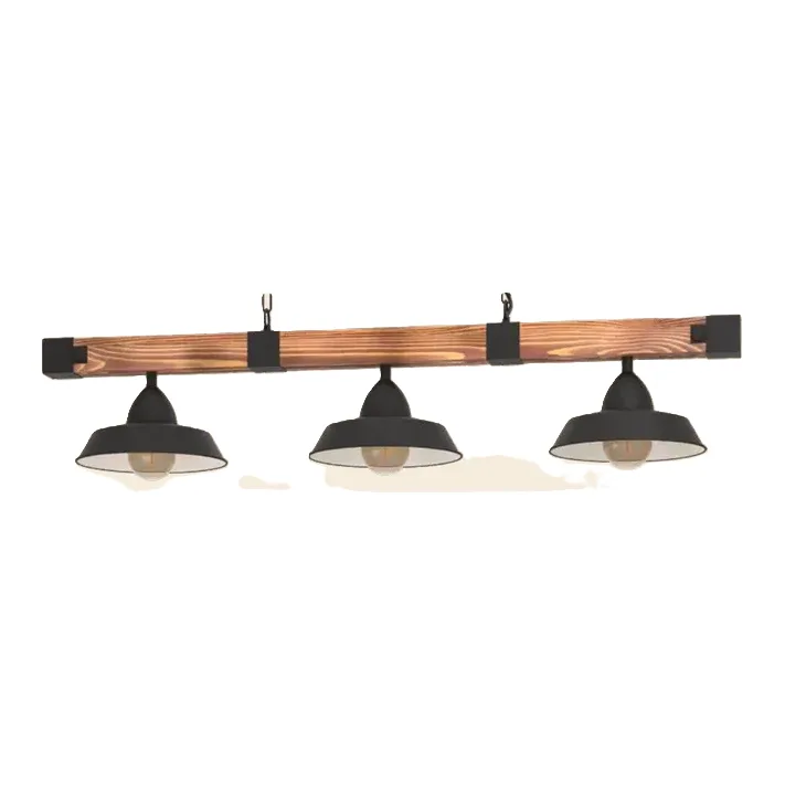 Eglo Oldbury Timber Beam Pendant with Metal Shades