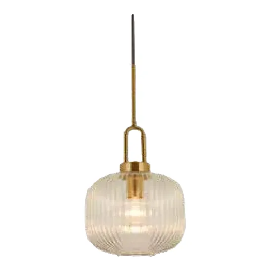 Lighting Network 1 Light Ribbed Glass Pendant with Loop