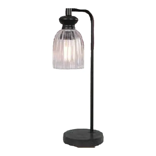 Lighting Network Ribbed Glass and Marble Table Lamp