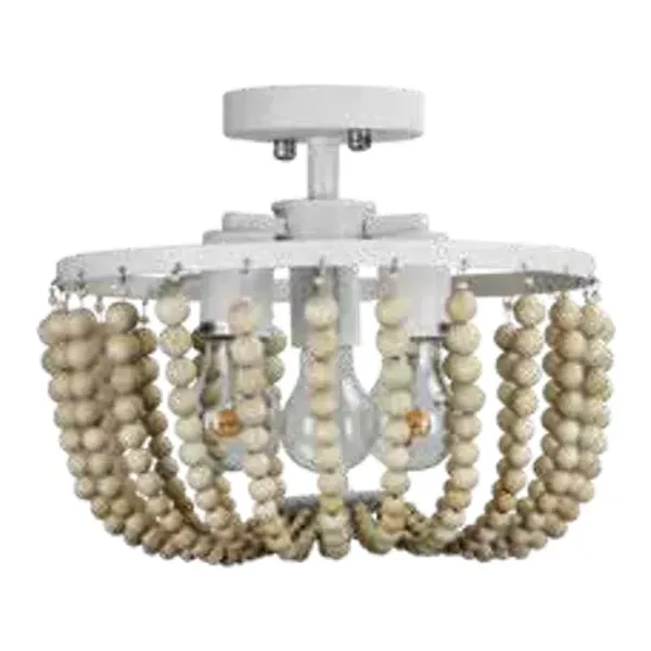 Oriel Lighting Cascara Wooden Bead Close to Ceiling Light