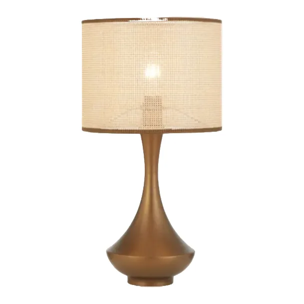 Telbix Claris Rattan Table Lamp in Vintage Brass