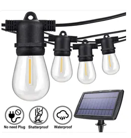 SolarUSB Led Filament Globe IP65 15m Festoon Lights with Remote RL Sfl 15M 1F