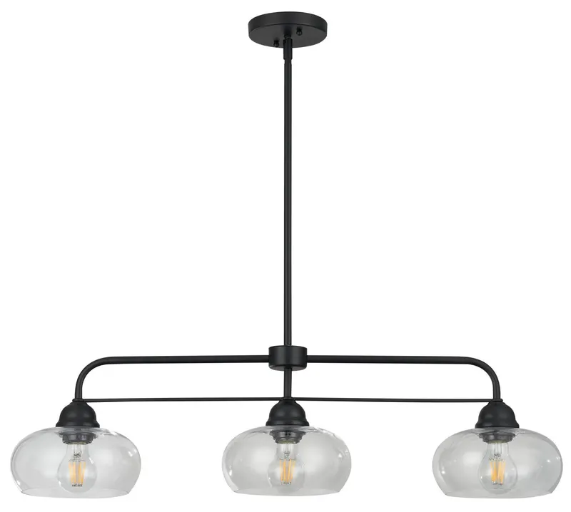 Aspen 3lt E27 Clear Glass Rod Bench Pendant
