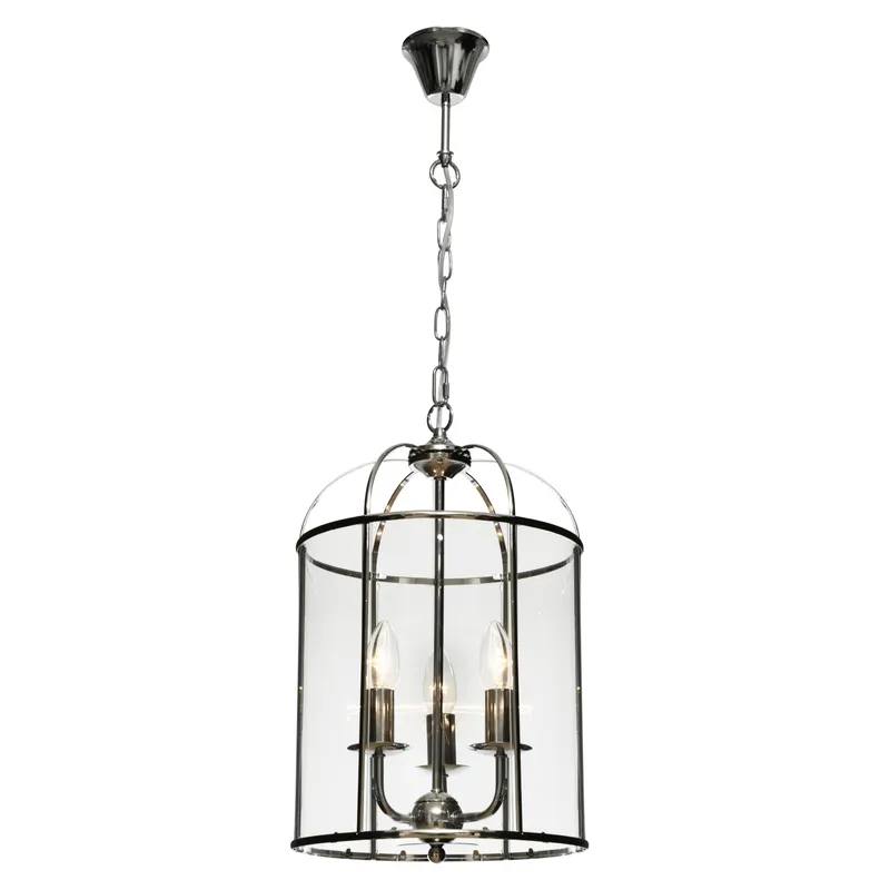 Clovelly 3lt E14 465mm Clear Curved Glass Pendant