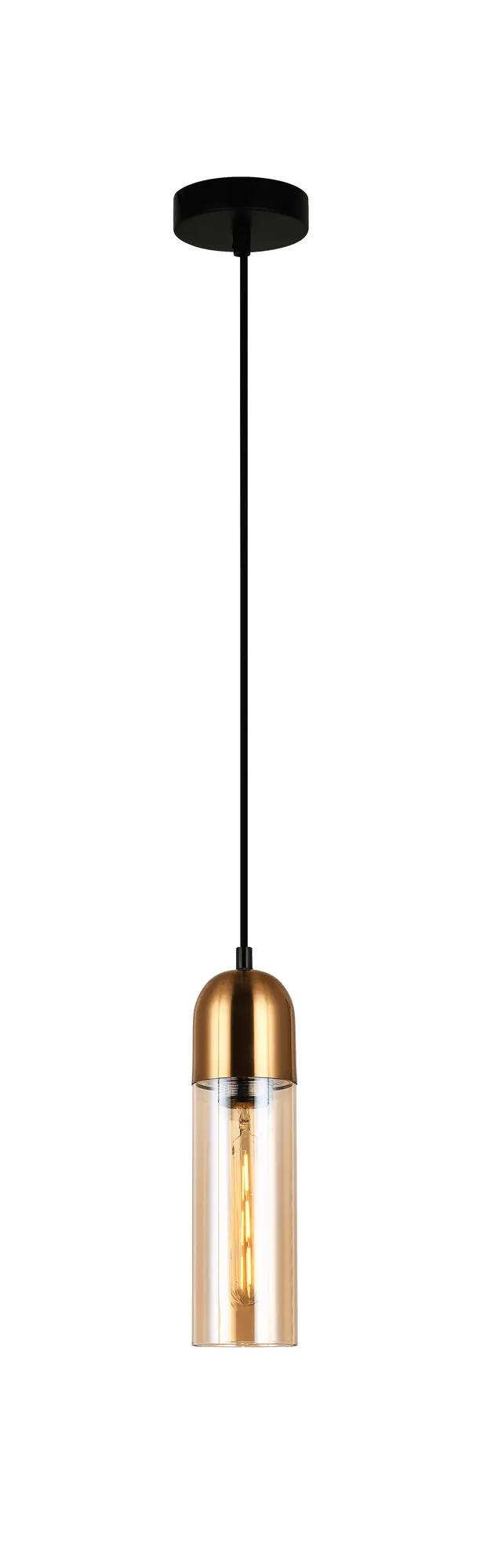 Pastille 1lt ES 72w Amber Glass Round Top Cylinder Pendant