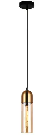 Pastille 1lt ES Amber Glass Round Top Cylinder Pendant