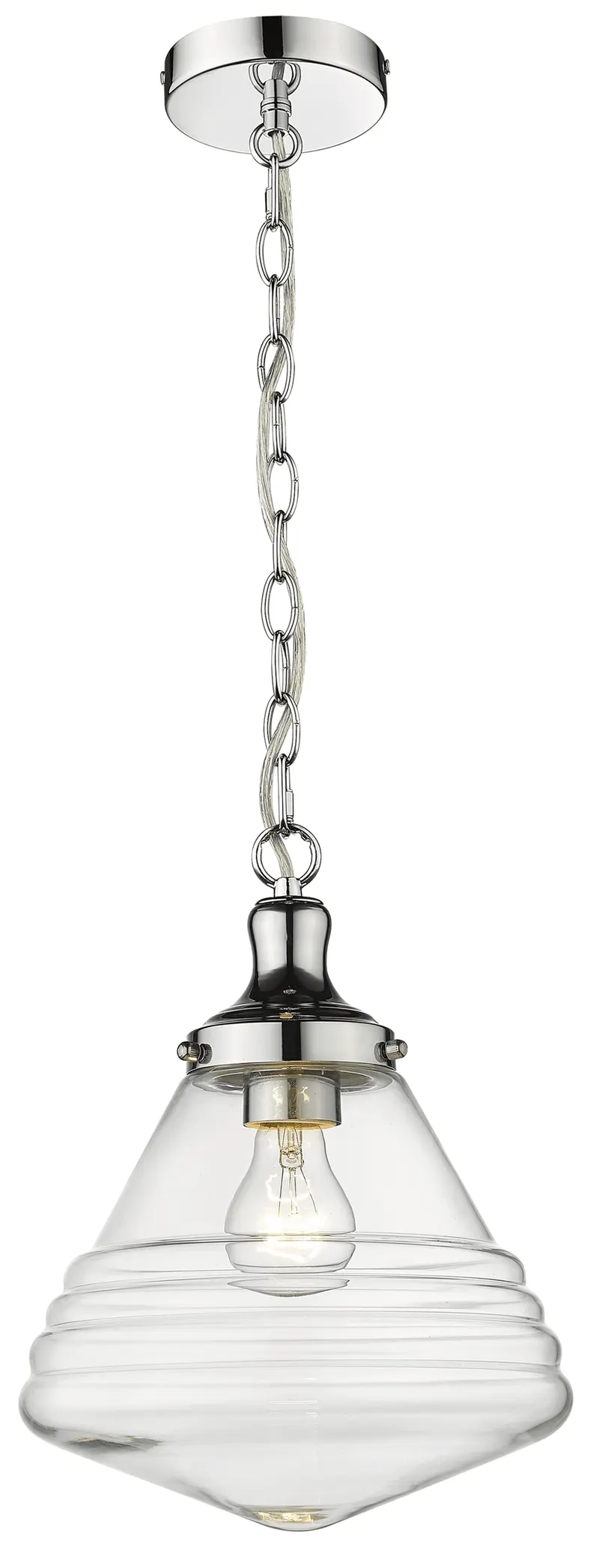 Spacey 1lt E27 Small 250mm Clear Chain Pendant